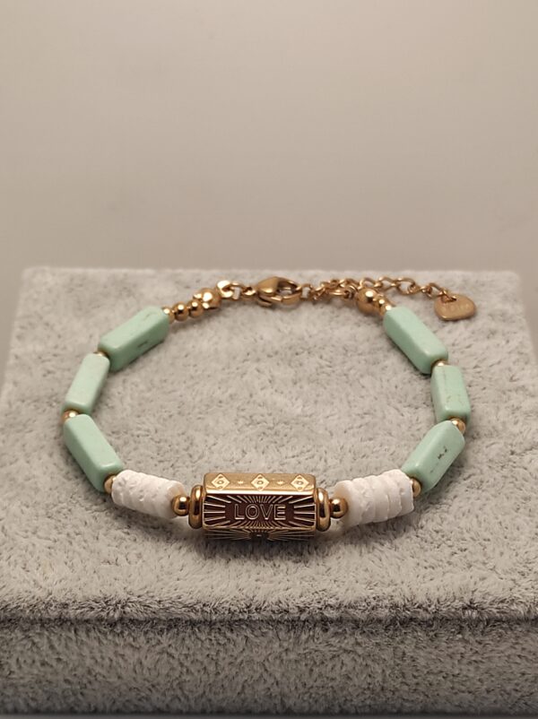 Pulsera acero con piedra natural Love