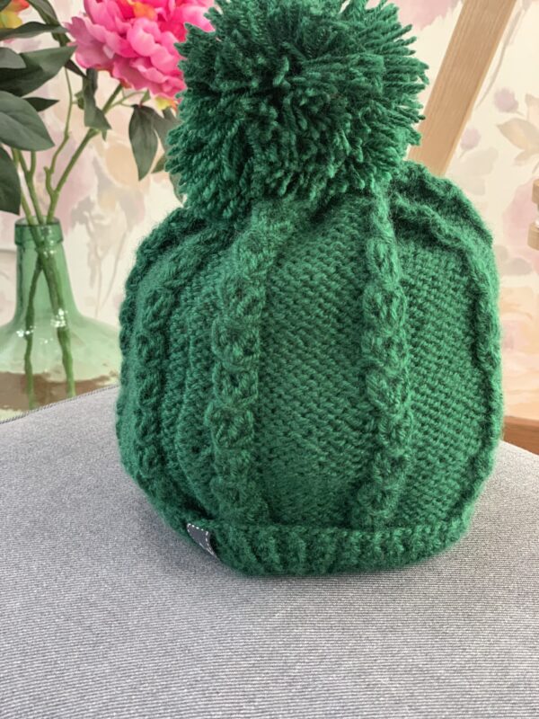 Gorro con pompón lana verde - Imagen 3