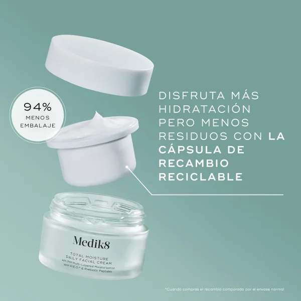 Medik 8 Recambio de crema facial diaria total moisture  50ml - Imagen 3